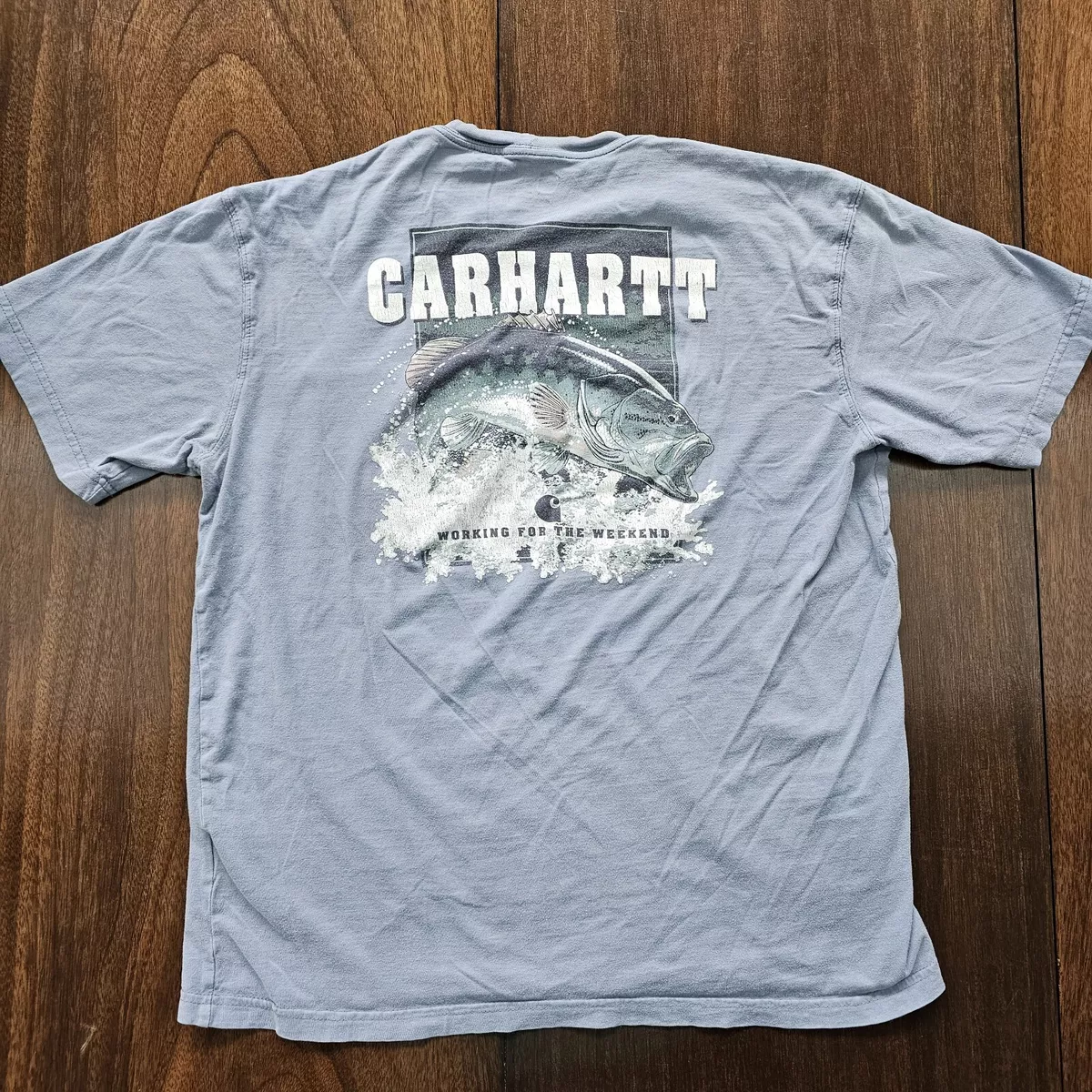 Carhartt Fishing Pocket T-Shirt Mens Medium Blue Pocket Logo Relaxed Fit