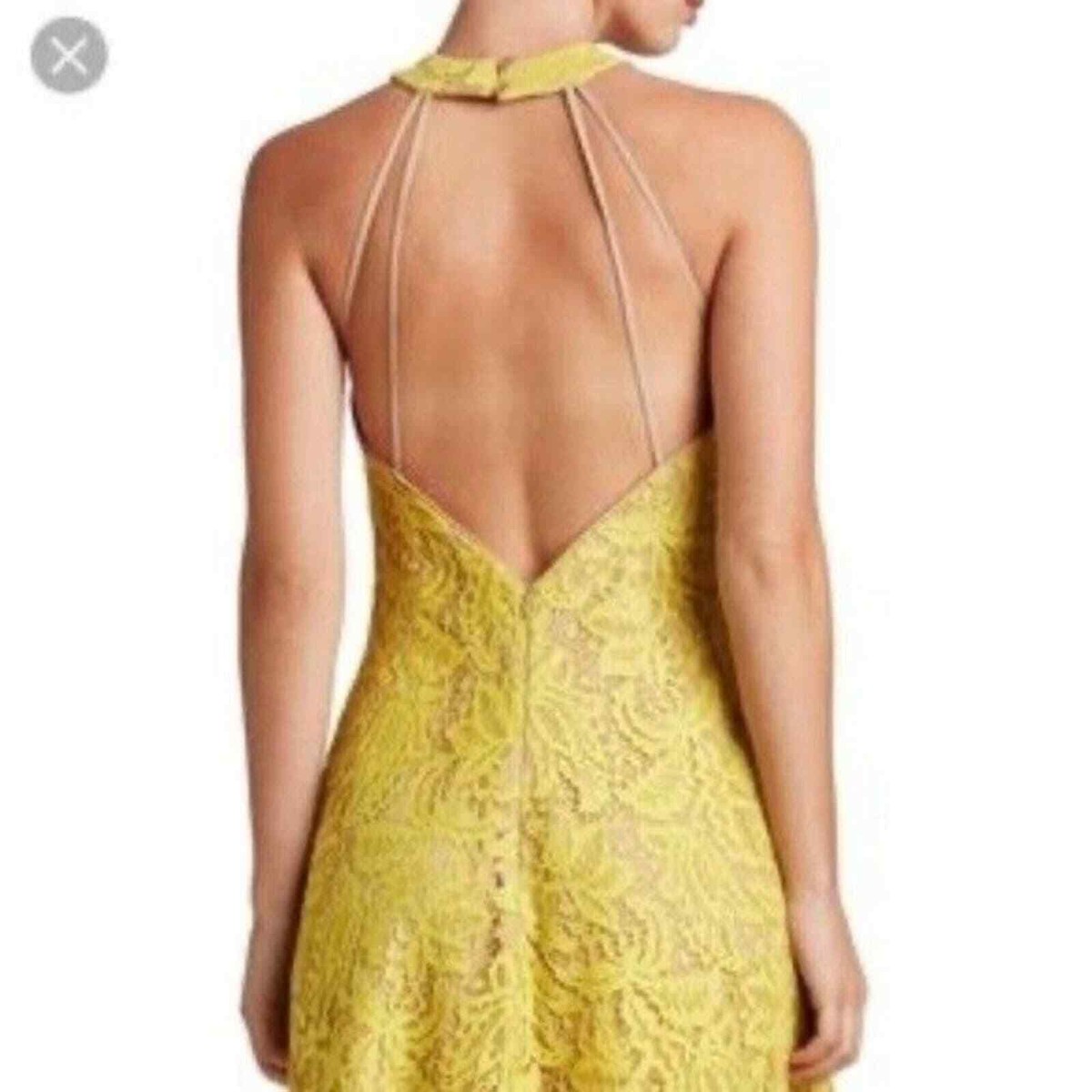 Dress The Population Angie Yellow Lace Halter Mini Dress | eBay