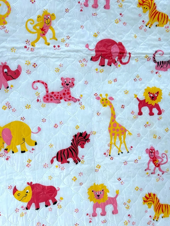 Alfombra de cuna resistente a líquidos de colección superpuesta bebé guardería rosa amarillo animales de la selva Foto 3 de 4