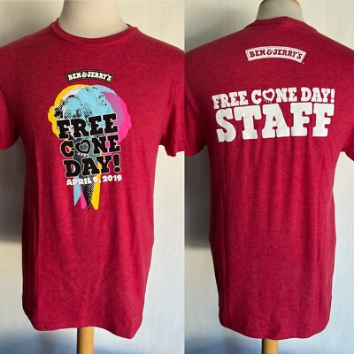 BEN & JERRY'S ICE CREAM (2019) Official ''Free Cone Day'' STAFF T-Shirt Size Small