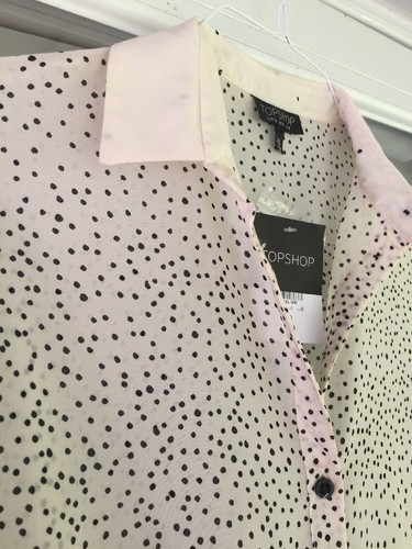 NWT Women's TOPSHOP dot Print Long Sleeve Polyester Blend Blouse Size 4 $68 - Picture 4 of 12