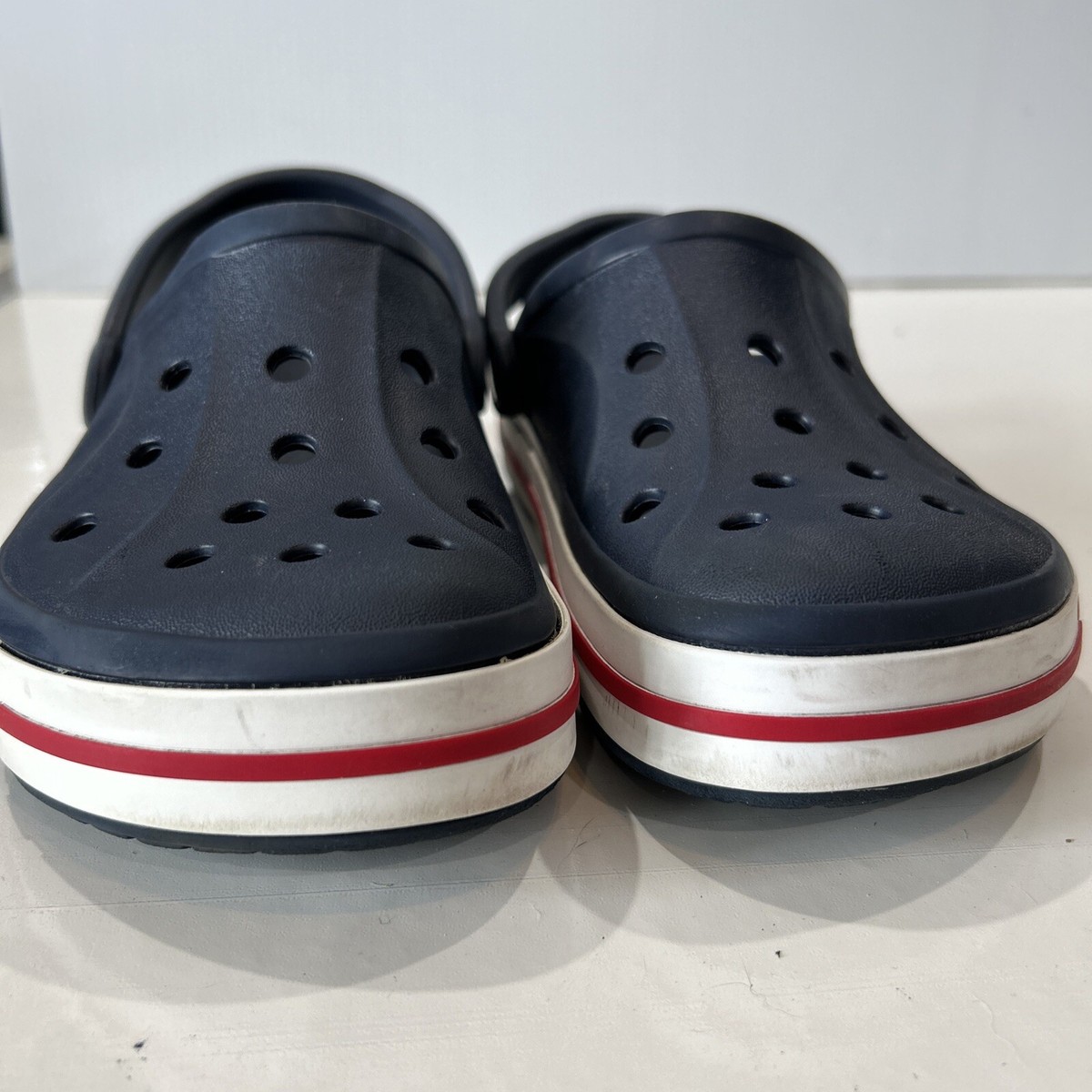 Crocs Adult Bayaband Clog Slip On Sandals White/Navy Men\'s Size 13 / Women\'s 15 Crocs Unisex Adult Bayaband Clogs White/Navy Size 10 Womens  main image 2