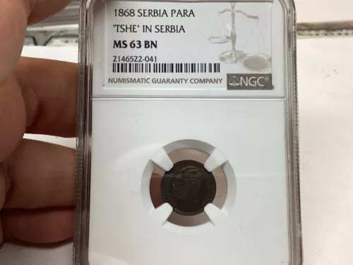 Serbia 1 Para 1868 NGC MS63 BN TSHE In Serbia-Scarce