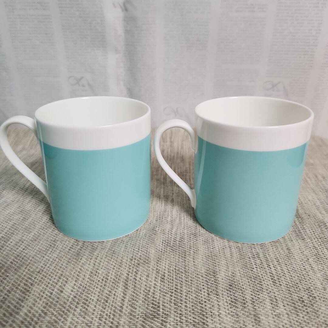 Tiffany&Co Color Block Mug Cup Set Blue White Bone China Tiffany&Co Color Block Mug Cup Set Blue White Bone China