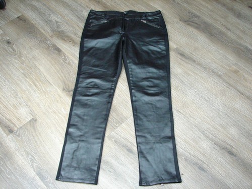 Metrostyle Leather Front Spandex Back Pants Women 6 Black Straight Leg |  eBay