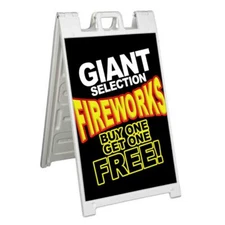 GIANT SELECTION FIREWORKS BOGO Signicade 24x36 Aframe Sidewalk Sign Banner Decal