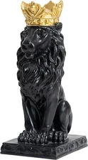 Lion Figurine Black Statue Bookshelf Sculpture Decorative Object Collectible NEW