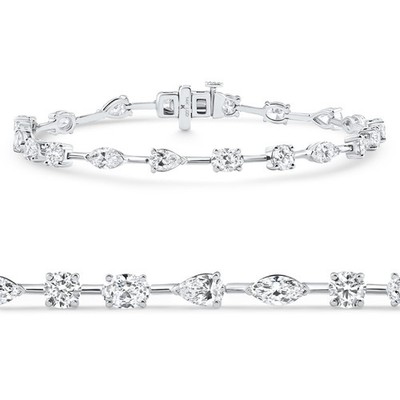 Tennisarmband 8 kt gemischter Schliff Diamant 7 Zoll 14 Karat Weißgold Lab Grown