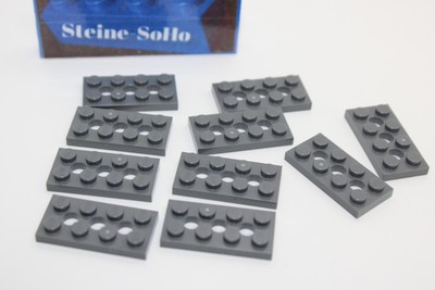 Lego (c) 10x Technic - Platte 2x4 mit 3 Löcher - dunkelgrau - 3709b - technic