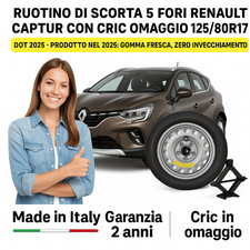 Notrad Ersatzrad Für Renault Captur 17 Zoll 5-Loch Cric Umrüst DOT2025 125/80R17