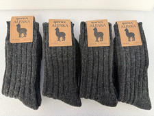 4 pairs alpaca wool thermal winter thick knitted socks for women men-Anthracite