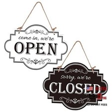 Wooden Store Open and Closed Business Sign Two Sided Reversible Store Hanging