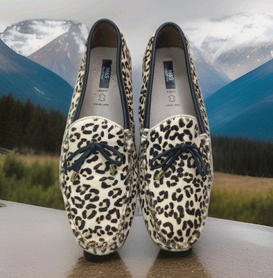 MARKS & SPENCER Calf-Hair Leopard Boat Shoes Loafers Flats Womens 7 Animal Fur