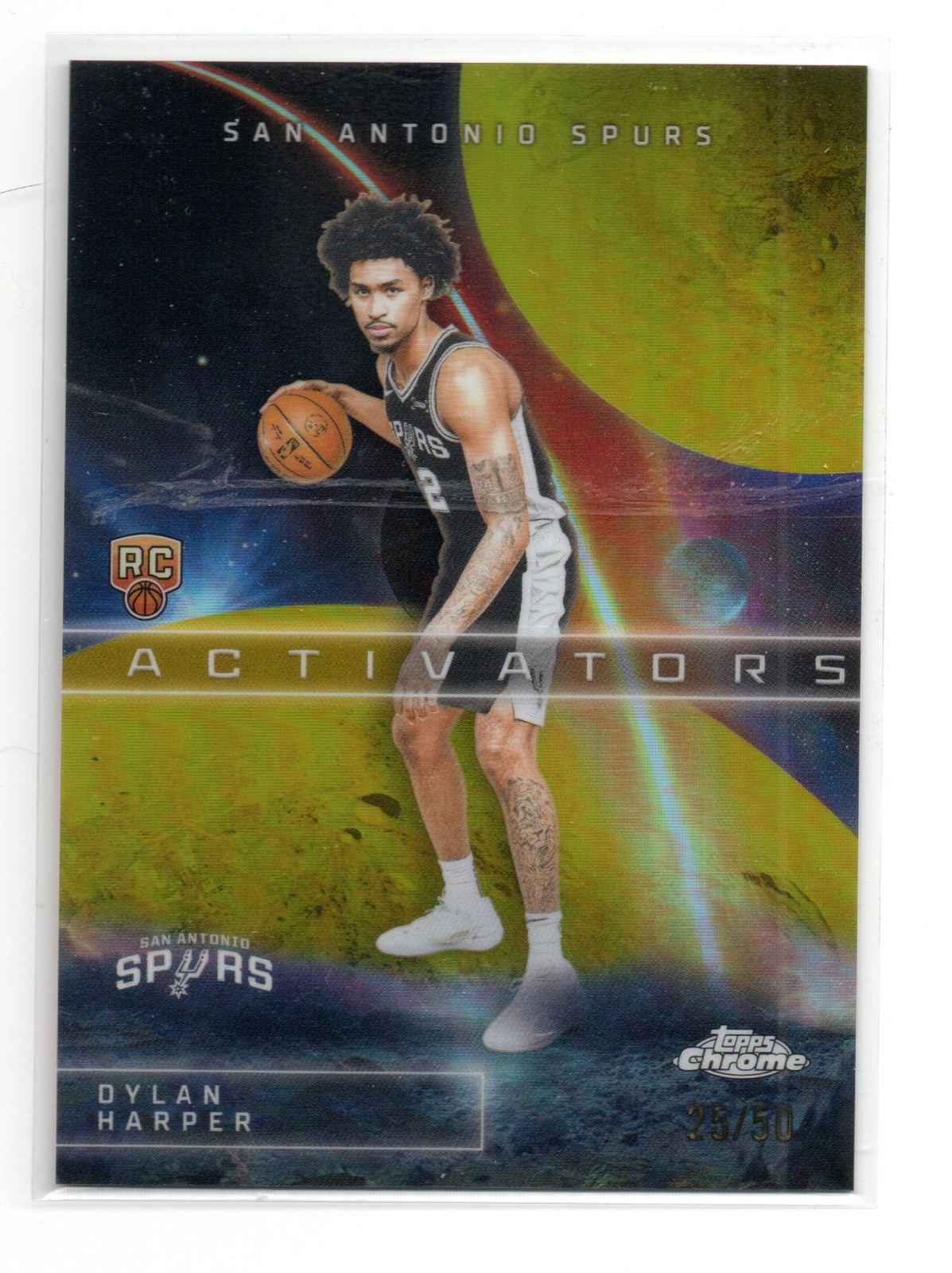 2025-26 Topps Chrome DYLAN HARPER Activators Gold Refractor Rookie /50 Spurs