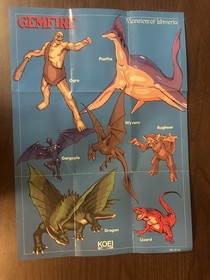 Nintendo NES Gemfire Poster / Map.  Great Condition No Game Or Box, Poster Only