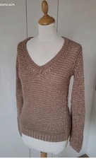 Comptoir Des Cotonniers Linen Cotton Open Knit Pullover Sweater XSmall Brown