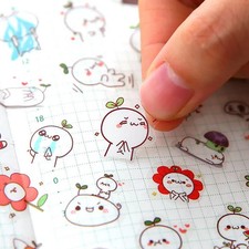 Stickers 6pcs Waterproof Cute Cartoon DIY Transparent Kawaii