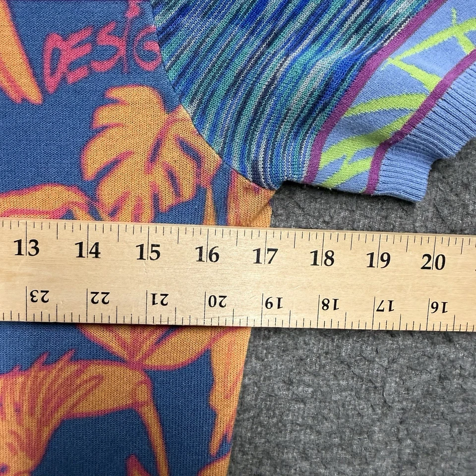 Desigual Short Sleeve Shirt Womens Large Blue Vibrant Floral Bird Lightweight - Image 4 of 4