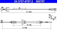 Mitte Ate 24.3727-0797.2 Seilzug, Feststellbremse FüR Nissan,Opel,Renault,Vauxha