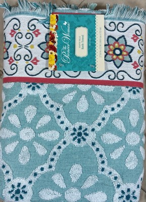 Pioneer Woman Sculpted Trellis 27x52  Bath Towels Classic Mint