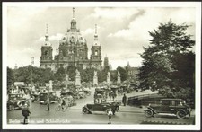 Dom Schlossbrucke cars bicycle Berlin Germany RPPC 1920s