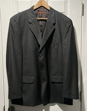 Tasso Elba Pinstripe Blazer Men 48R Gray Vitale Barberis Canonico Wool Super 110