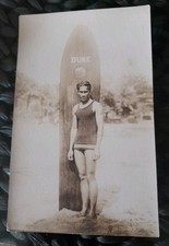 Original Duke Kahanamoku Surf Legend Honolulu Hawaii AZO Postcard 2 Diamonds Up 