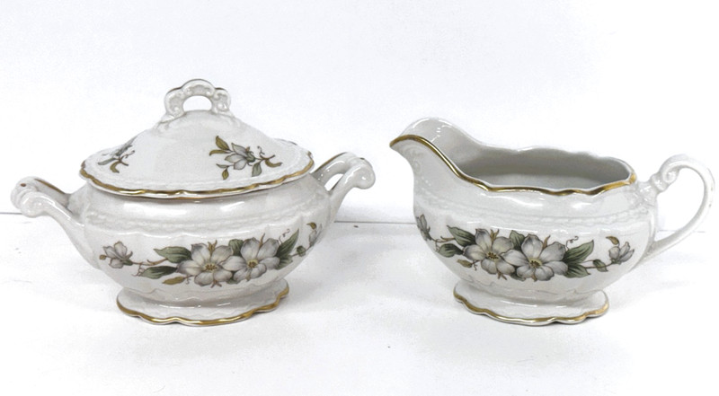 Dogwood EMBASSY American Vitrified China Cream Creamer & Lidded Sugar Bowl Set