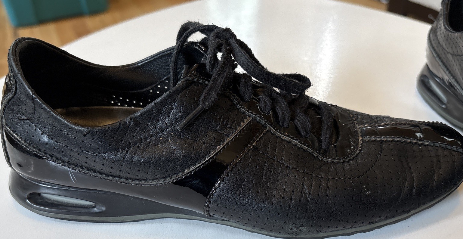 Lotto Cole Haan Nike Air da donna taglia 8 5 scarpe da guida casual stringate in pelle nera