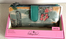 NWT Patricia Nash Nazari Beautiful Girl print Leather Bifold Wallet with box