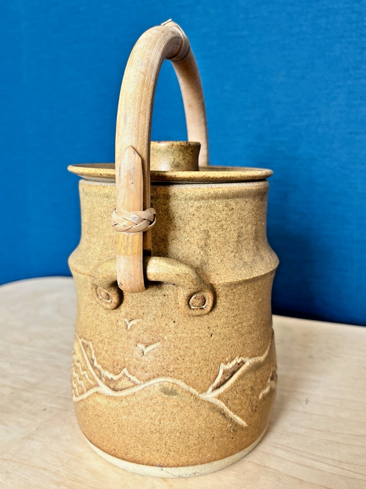 Vintage Hilbre View Pottery Lidded Storage Jar Bentwood Handle Studio Pottery 22 image 8
