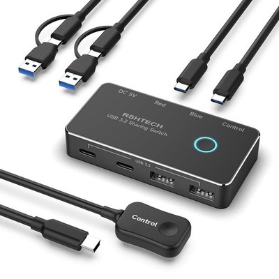 USB 3.2 Sharing Switch, 2 in 4 Output USB-C Switcher für 2 PC Sharing 4 USB Port