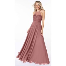 Azazie Kinsey Bridesmaid Dress (Desert Rose) A8 medium lace embroidery NWT