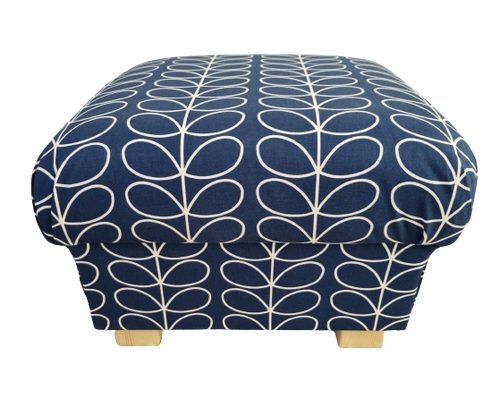 Emma J Shipley Orla Kiely Fabric Storage Footstool Pouffe Footstall Extinct Blue - Picture 52 of 148