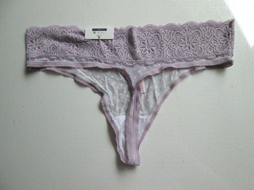XXL 9 Secret Treasures Purple Polka Dot Rayon Lace Thong Panty Underwear Plus - Picture 3 of 4
