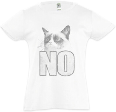 Grumpy No Kids Girls T-Shirt Cat Cats Fun Nerd Social Interaction Introverts