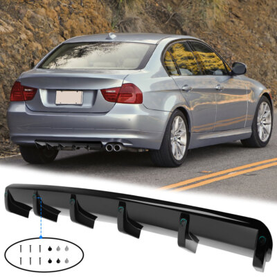 Rear Bumper Lip Diffuser Gloss Fins Splitter For 3 Series E90 E92 325i 328i 330i