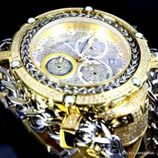 Invicta Reserve Gladiator 2.92CTW Diamond 2 Tone Gold Plate Swiss 61mm Watch New