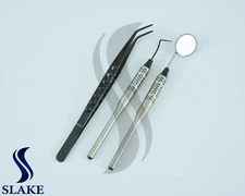 3 Instruments Basic Dental Set Mirror Explorer College Plier PREMIUM GERMAN