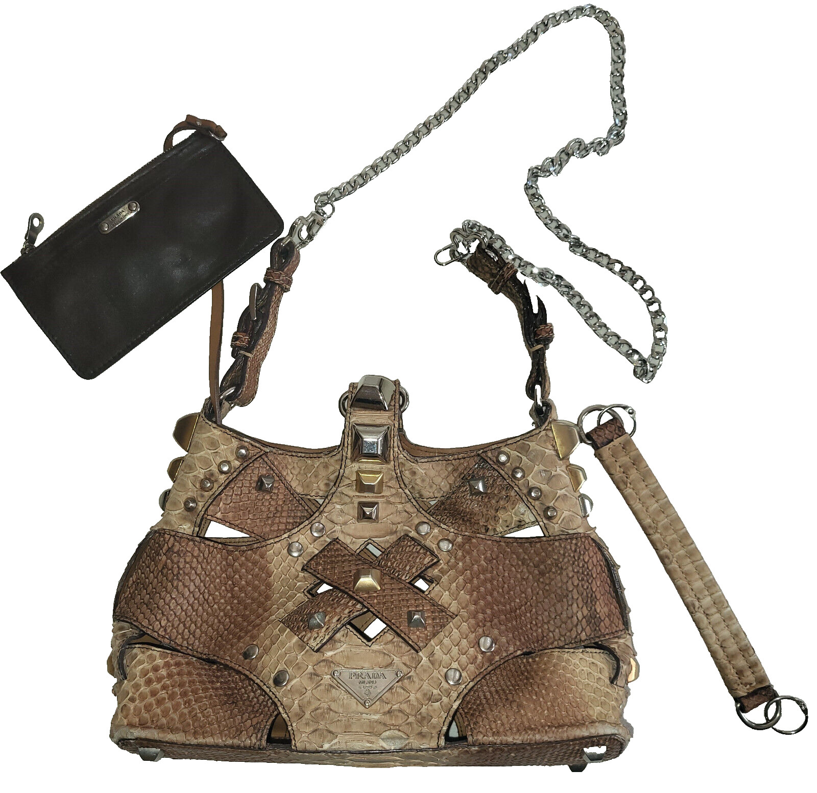 PRADA ~ RARE * LIMITED Cut Out Handbag  Real snakeskin ~  AUTHENTIC 3K image 2