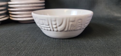 Frankoma Mayan Aztec White Sands Pottery Appetizer, Underplate, Bowl Set Of 6 - Picture 3 of 12