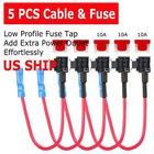 5 Pcs Set Add-A-Circuit 10Amp Blade Style Low Profile Mini Fuse Holder Fuse Tap