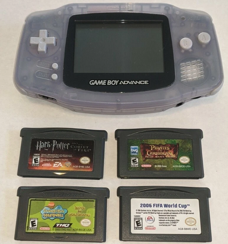 Nintendo GameBoy Advance Console Milky Blue AGB-001 System Tested GBA W/ 4  Games