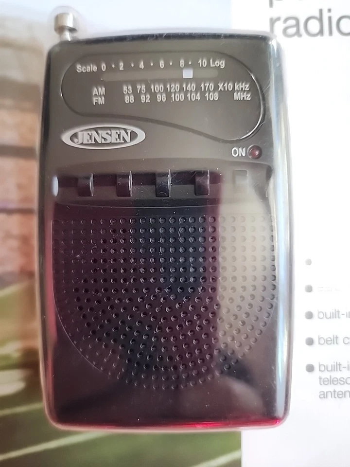 Jensen TINY Black AM FM Radio with Belt Clip and Speaker and Earphone Jack - Image 3 of 4