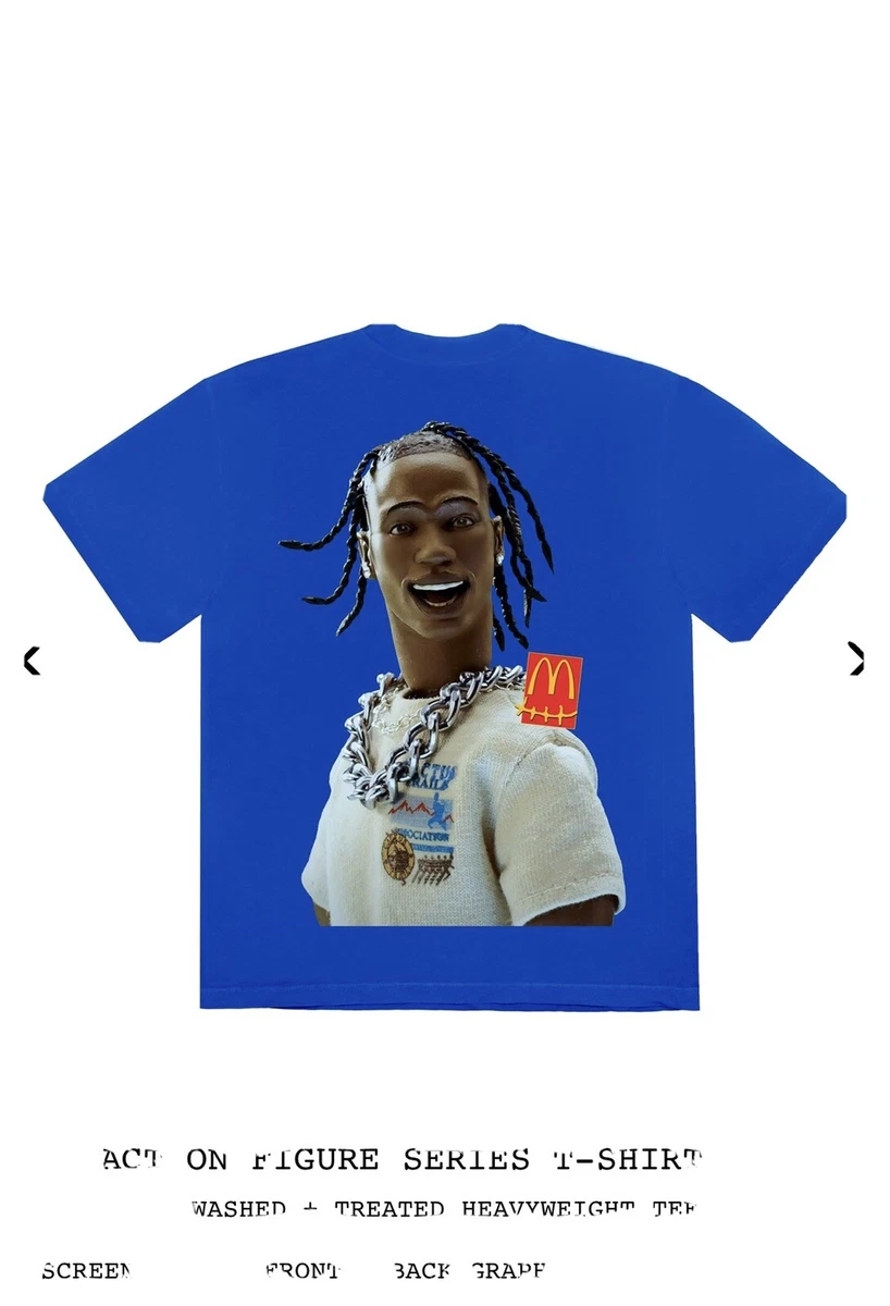 Travis Scott McDonald's Action Figure Series T-shirt Cactus Jack Tee M Blue  NEW