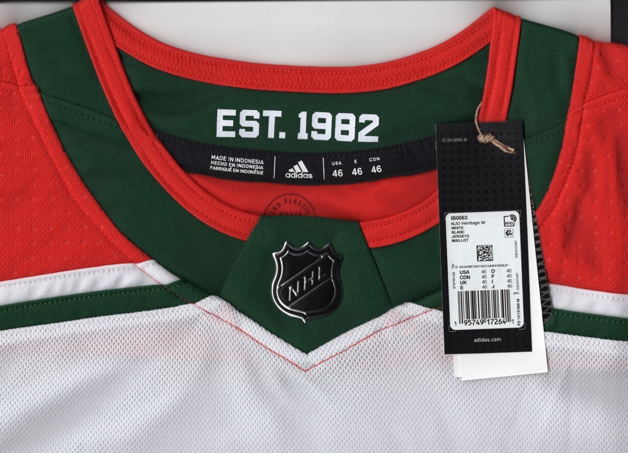 New Jersey Devils size 46 Small Reto Heritage Prime Green ADIDAS Hockey