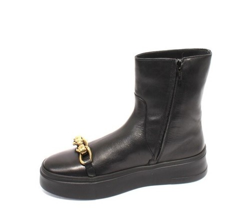 FRAU 38 Black / Gold Leather Zip-Up Ankle Comfort Boots 41 / US 11 - Picture 6 of 8