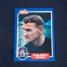 George McAfee Signed 1988 Swell Card #78 Chicago Bears HOF Autographed 