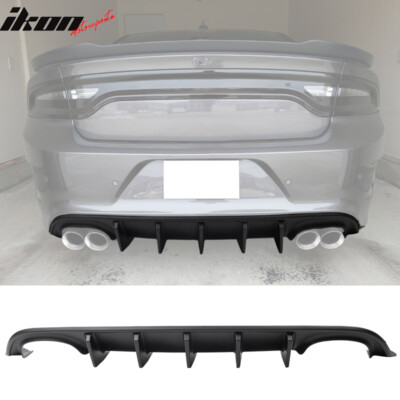 #ad Fits 15 23 Dodge Charger IKON V1 Style Matte Black Quad Exhaust Rear Diffuser PP $86.99