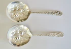 Pair of S. Kirk & Son REPOUSSE Sterling Silver Nut Bon Bon Spoons Fruit 5 1/8”